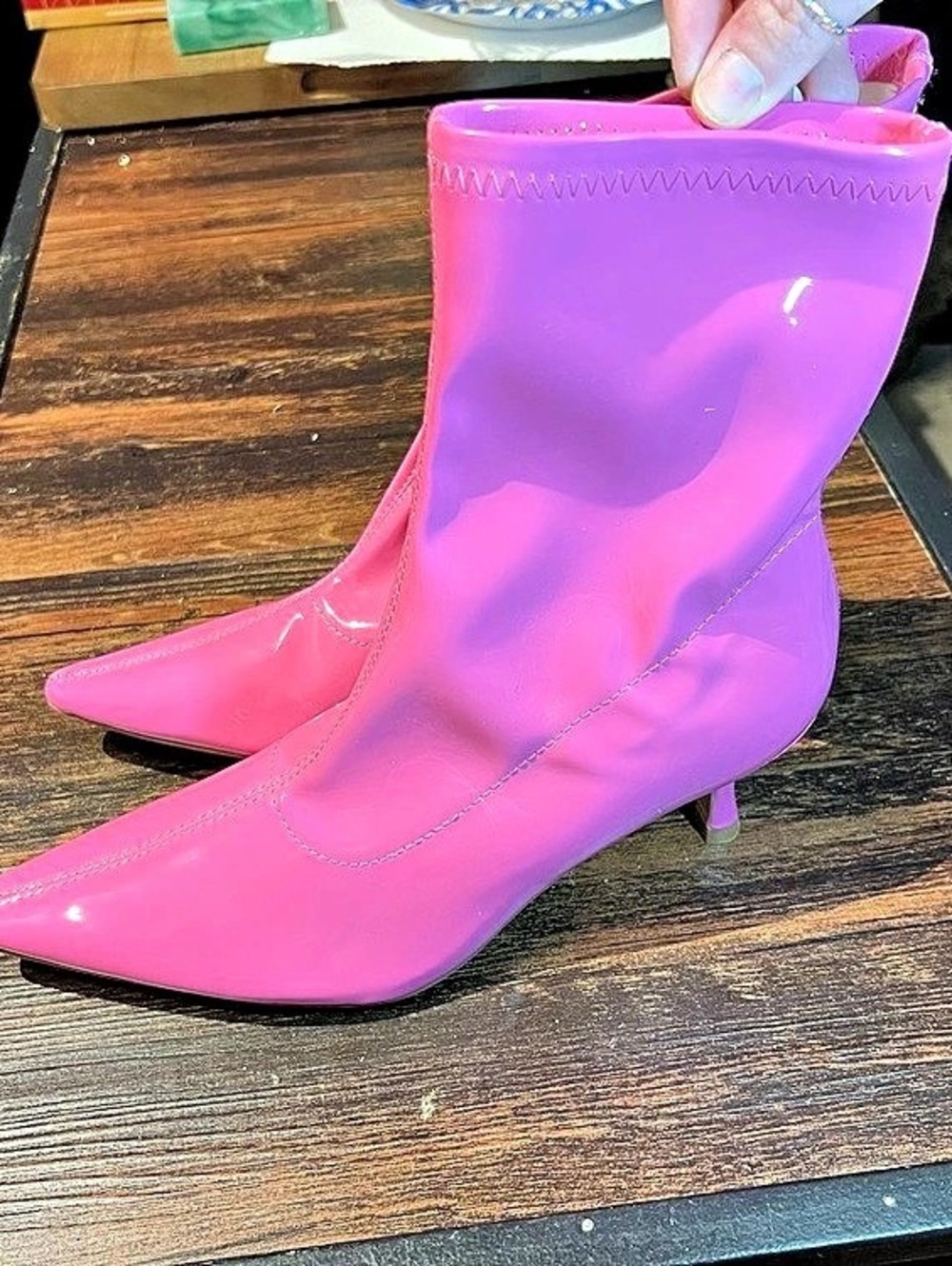 Urban Outfitters Pink Pointed-Toe Heeled Boots